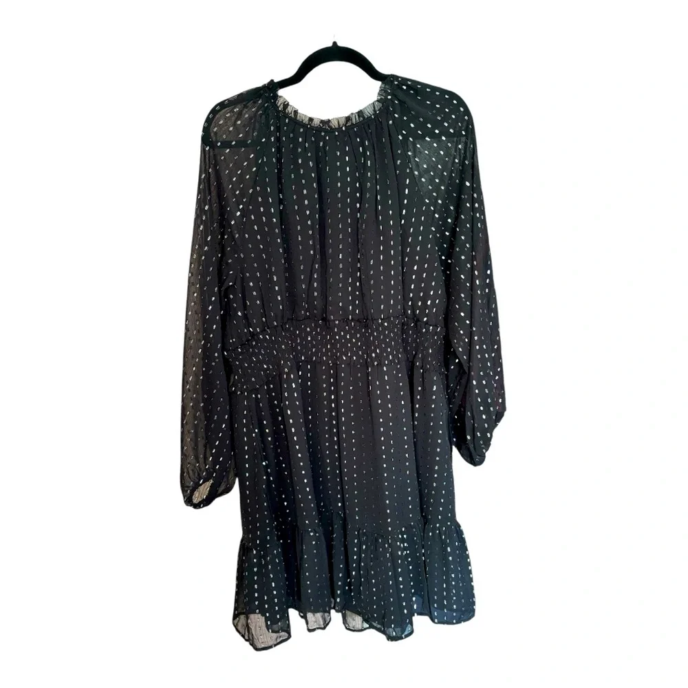 Old Navy Women's Plus 2X Black and Silver Waist Defining Shine Mini Party Dress - Picture 11 of 11